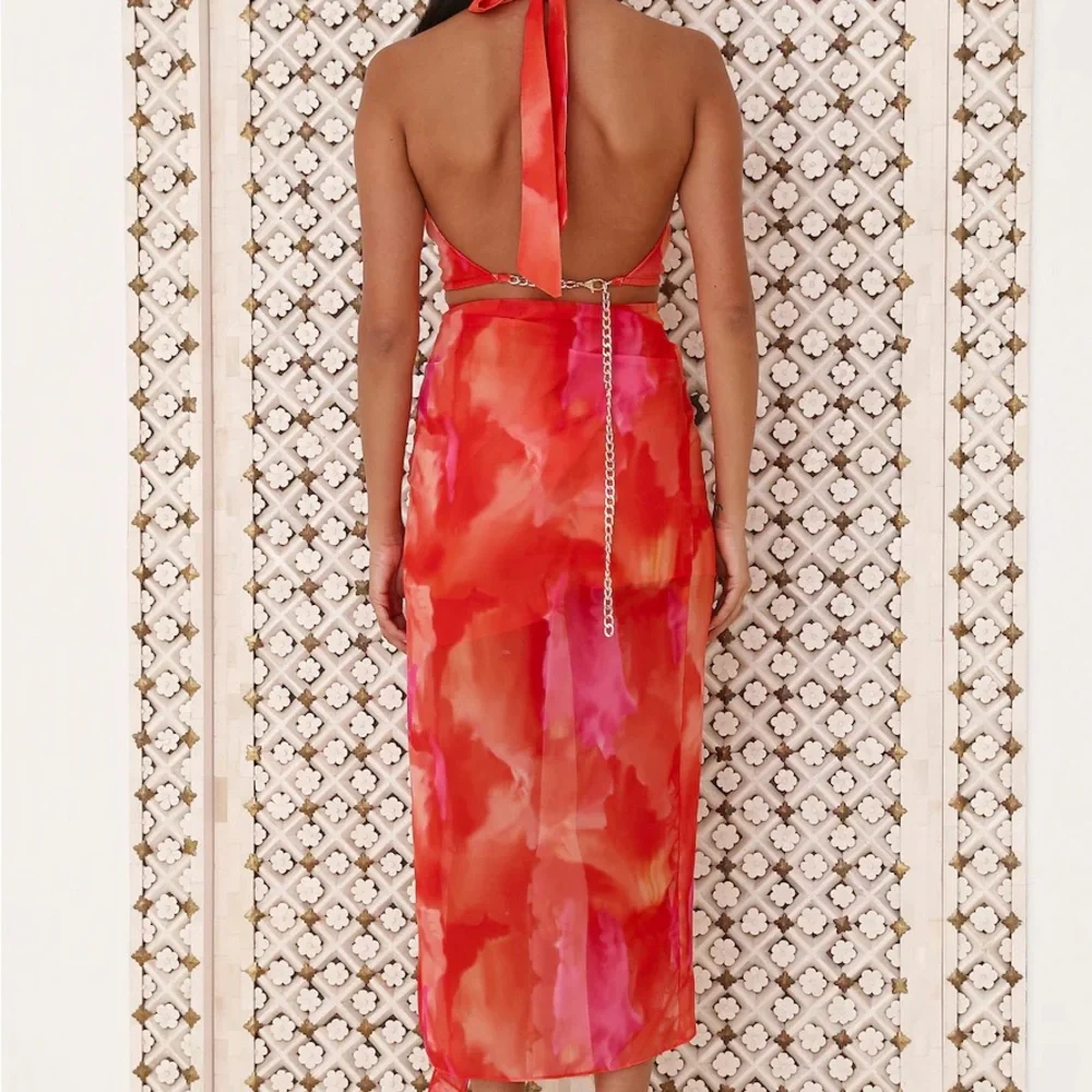 MIDI DRESS ORANGE - Picture 4 of 4
